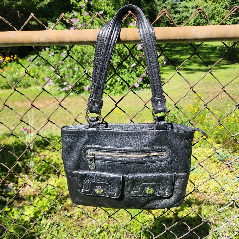 Stone Mountain GUC Elegant Black Leather Tote Bag Minimal Wear